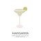 Retro minimalist poster of Margarita cocktail recipe. with salt and lime. Tropical mexican drink with alcohol in martini