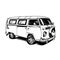 retro minivan camper car logo design vector