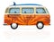 Retro minivan with a surfboard vector illustration