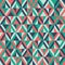 Retro Mod Style Vector Seamless Pattern with Red and Green Diamonds on Navy Background. Stylish Geometric Graphic Print