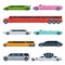 Retro and Modern Limousine Cars Collection, Elegant Premium Luxurious Limo Vehicles, Side View Flat Vector Illustration