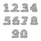 Retro mono line decorative numbers set