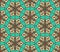 Retro Monoline Blue Beige Flower Pattern