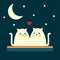 Retro moon cats couple