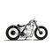Retro Motorcycle Handdrawn black isolated on white background. Black and white