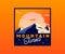 Retro mountain badge with sunset. Vector vintage styled outdoor wilderness badge