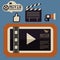 Retro movie template, media player, flat design, illustration, modern style, , concept, icons,digital, online, advertising