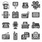 Retro multimedia flat simple gray icons set