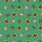 Retro music and sound technology seamless pattern with turntables, radios, jukeboxes