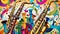 Retro musical wind instrument colorful sax saxophone clarinet