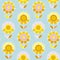 Retro naive Flower summer color seamless vector pattern