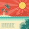 Retro nature tropical seascape background with isl