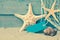 Retro nautical background with starfish