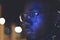 Retro neon portrait of an African American. Black man with modern glasses
