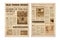 Retro newspaper. Daily news articles yellow newsprint old magazine. Media newspaper pages. Vintage paper journal vector