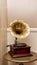 Retro old gramophone with horn speaker