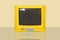 Retro old television from 80s on yellow background