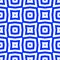 Retro optical illusion mod style wavy psychedelic lines and squares pattern blue background.