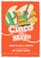 Retro orange background template or card design with  text and details customized for fiesta party.