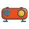 Retro orange radio receiver icon, cartoon style