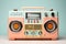 Retro outdated portable stereo boombox radio cassette recorder