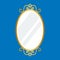 Retro oval mirror icon. Mirror frame decoration antique ornament vector old icon