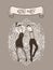 Retro party card, man and woman dressed in 1920s style dancing, flapper girls handsome guy in vintage suit, twenties, vector