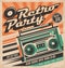 Retro party poster design concept