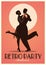 Retro Party Poster. Silhouettes of couple wearing clothes in the style of the twenties dancing Charleston