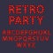 Retro party. Set of red alphabet from English letters with luminous glowing lightbulbs. ABC vector typography words design.