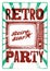 Retro Party typographic grunge poster design with old television screen. Vector illustration.