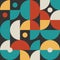 Retro pattern in style of 60s, 70s. Bauhaus seamless color geometric background