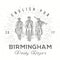 Retro peaky logo. Men in hats with blinders illustration. Gangsters vintage poster. English pub insignia. Birmingham