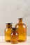 Retro pharmacy - vintage pharmacy bottles on wooden board