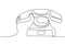 Retro phone one line drawing. Vector illustration old electronic object. Vintage minimalism continuous contour lineart style