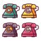 Retro Phone with Rotary Dial Icons