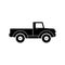 Retro pickup truck icon isolated on white background. Classic farming vehicles for transportation and hauling production. Vintage