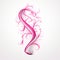 Retro Pink Ribbon on White Background A Funky and Groovy Attitude