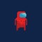 Retro pixel art illustration of astronaut in a red suit, cartoon 8 bit game design character