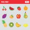 Retro pixel fruit, game icon set