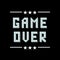 Retro Pixel Game Over Sign with Stars on Black Background. Gaming Concept. Video Game Screen