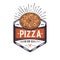 Retro pizzeria logo design. Vintage pizza emblem. Hipster badge style