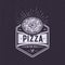 Retro pizzeria logo design. Vintage pizza emblem. Hipster badge style