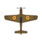 Retro plane top view vector icon aircraft aviation. Air travel biplane isolated transport above. Cartoon classic vehicle jet
