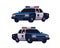 Retro police cars set. Isometric view. Police transport isolated on the white background.