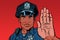 Retro police officer stop gesture