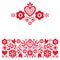 Retro Polish floral folk art vector design elements inspired by old highlanders embroidery Lachy Sadeckie from Nowy Sacz in Poland