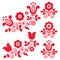 Retro polish folk art vector design elements with flowers perfect for greeting card or wedding invitation