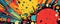 Retro Pop Explosion: vibrant panorama inspired by retro pop culture, with bold geometric shapes, vibrant colors panorama