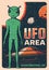 Retro poster with alien and ufo vector card